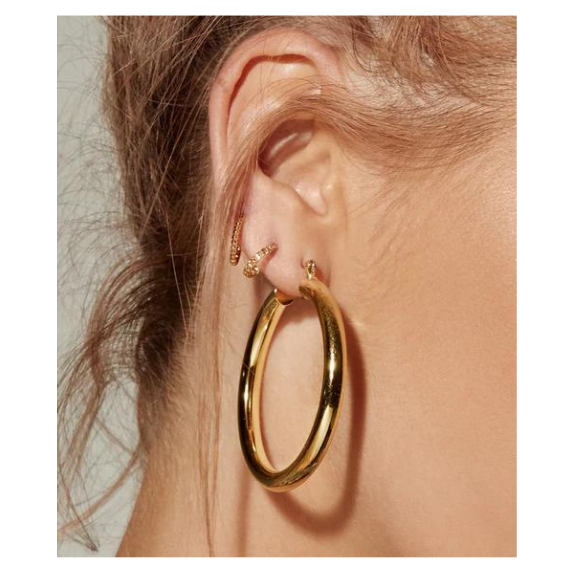 14k Yellow Gold 40mm Tube Hoops