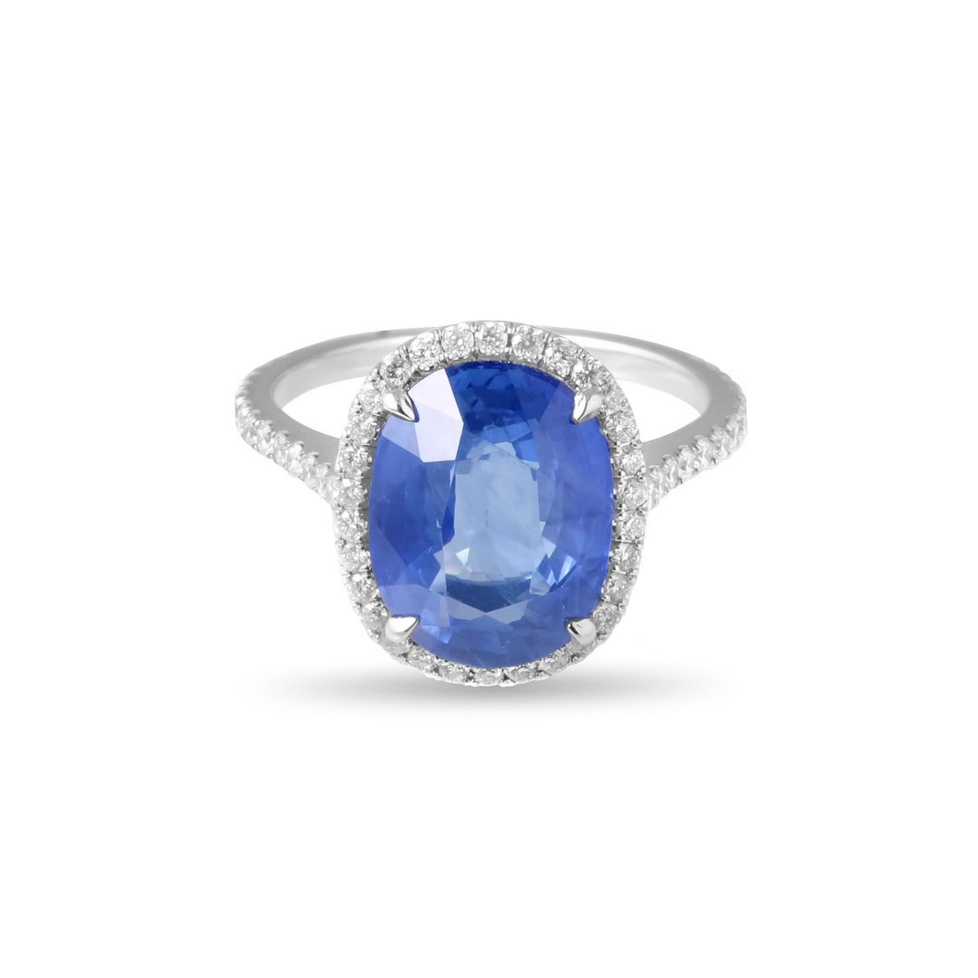 Sapphire Ring with Halo Pave and Pave Band Main image