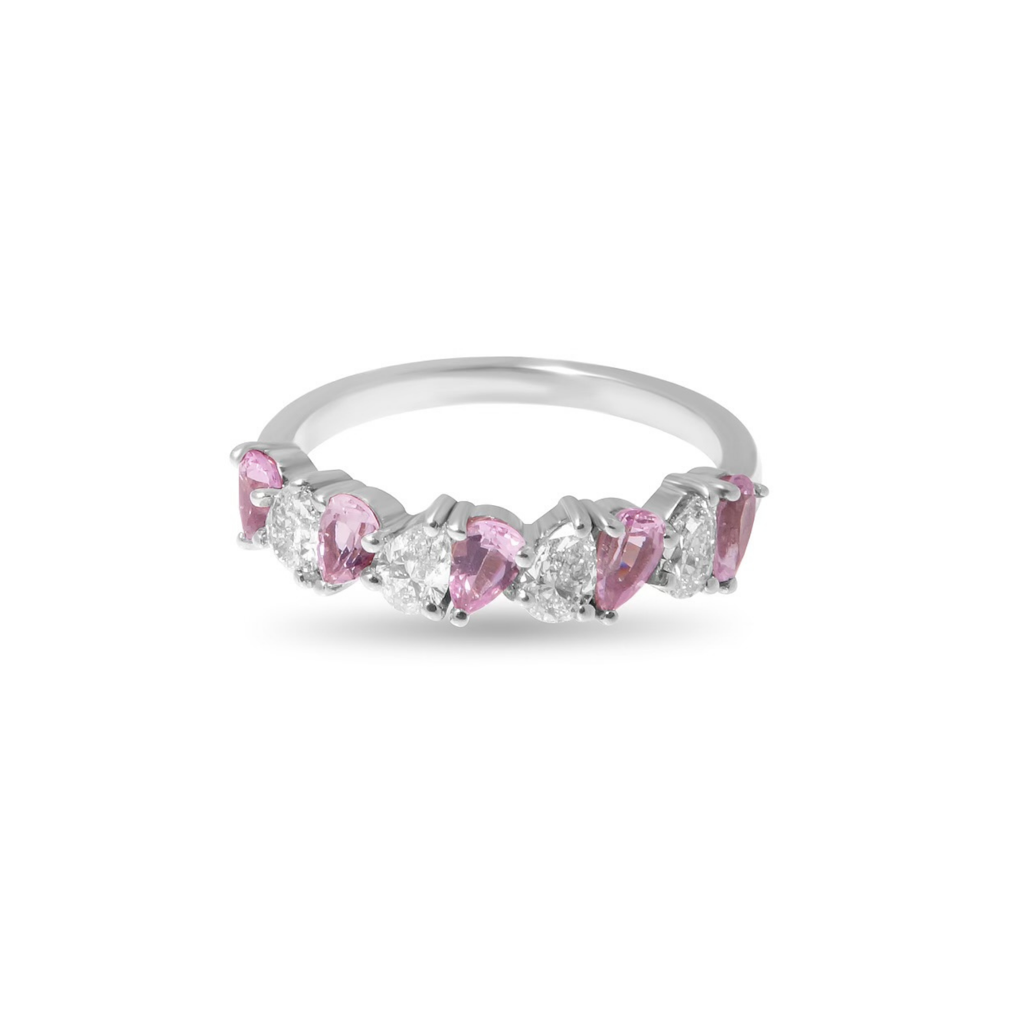 Pink Pear Shape Sapphires and Diamonds Ring