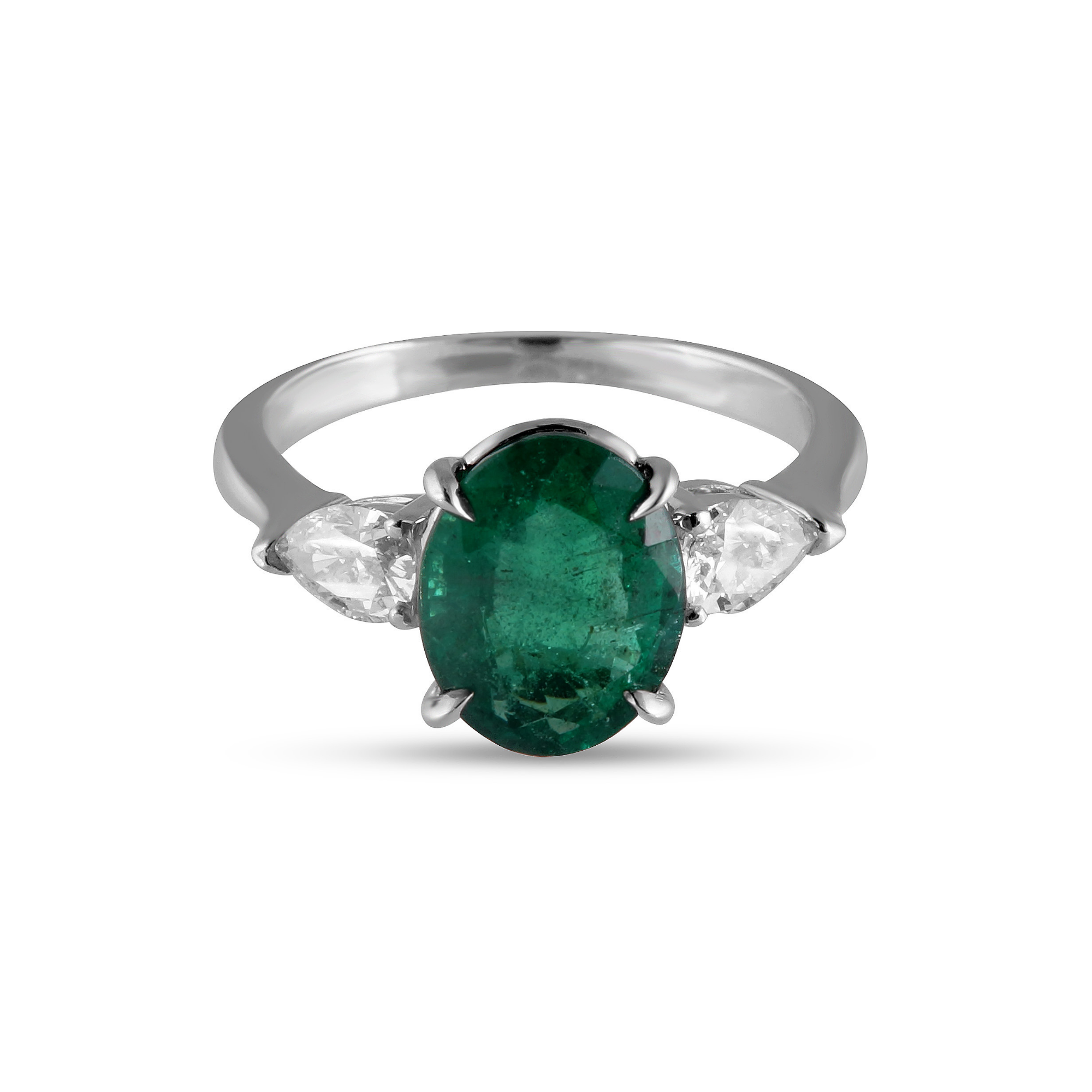 Round Emerald and Pear Shape Side Stones Main image