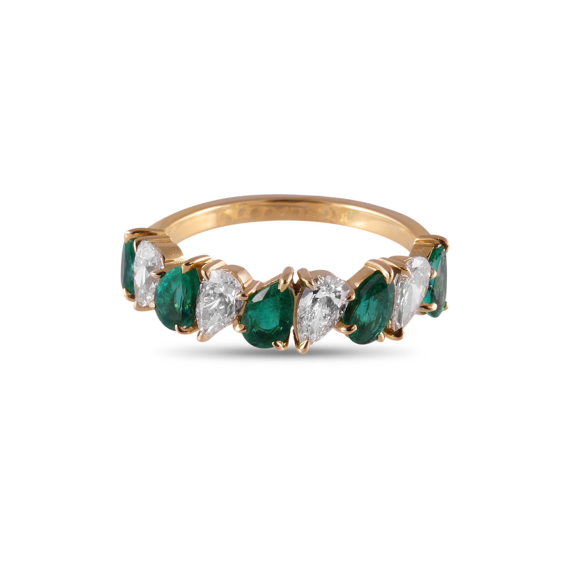 Pear Shaped Emeralds and Diamond Ring Main image