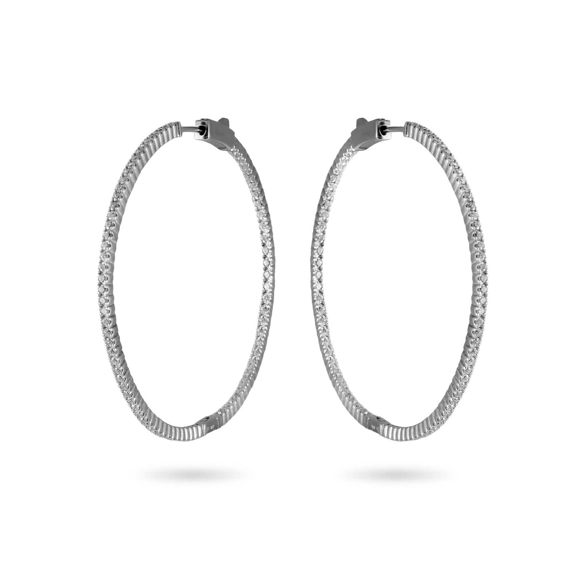 Thin Diamond Hoop Earrings