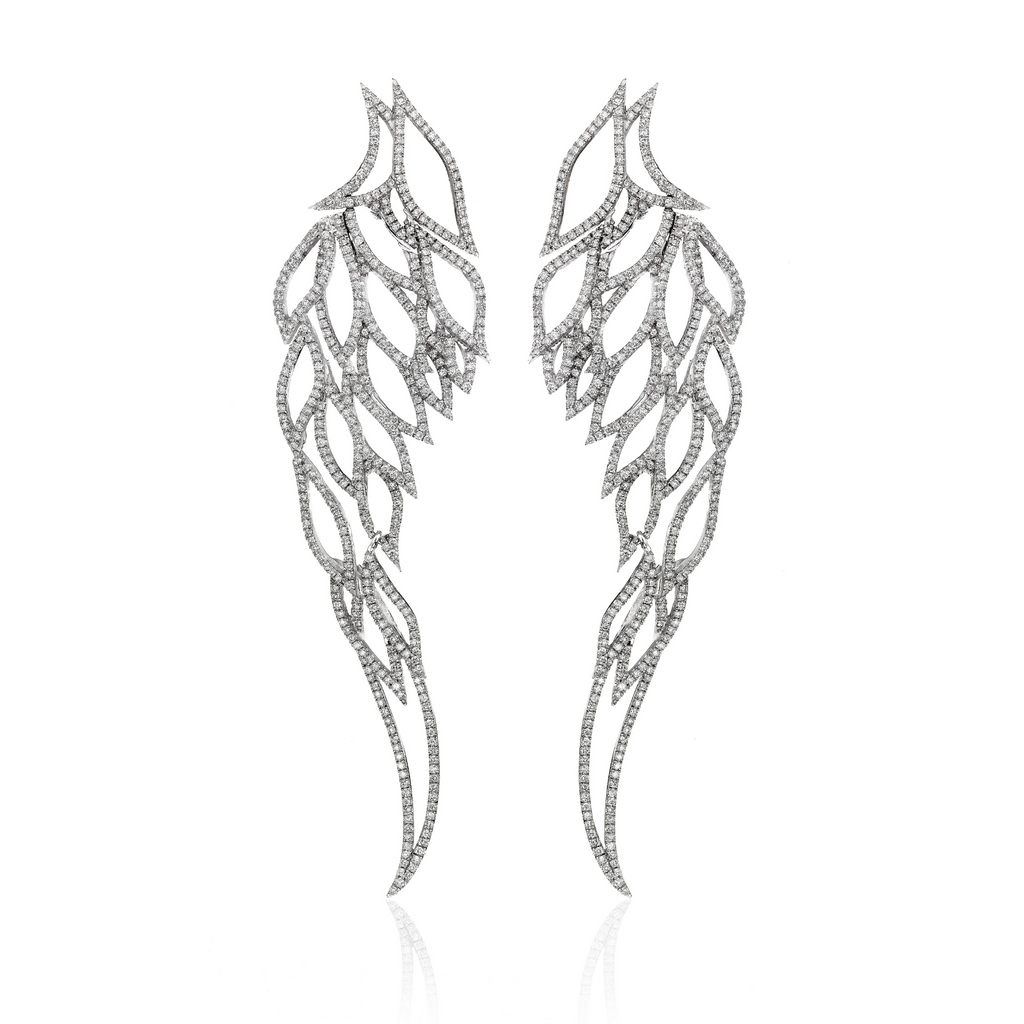 Angel Wing Earrings with Diamonds