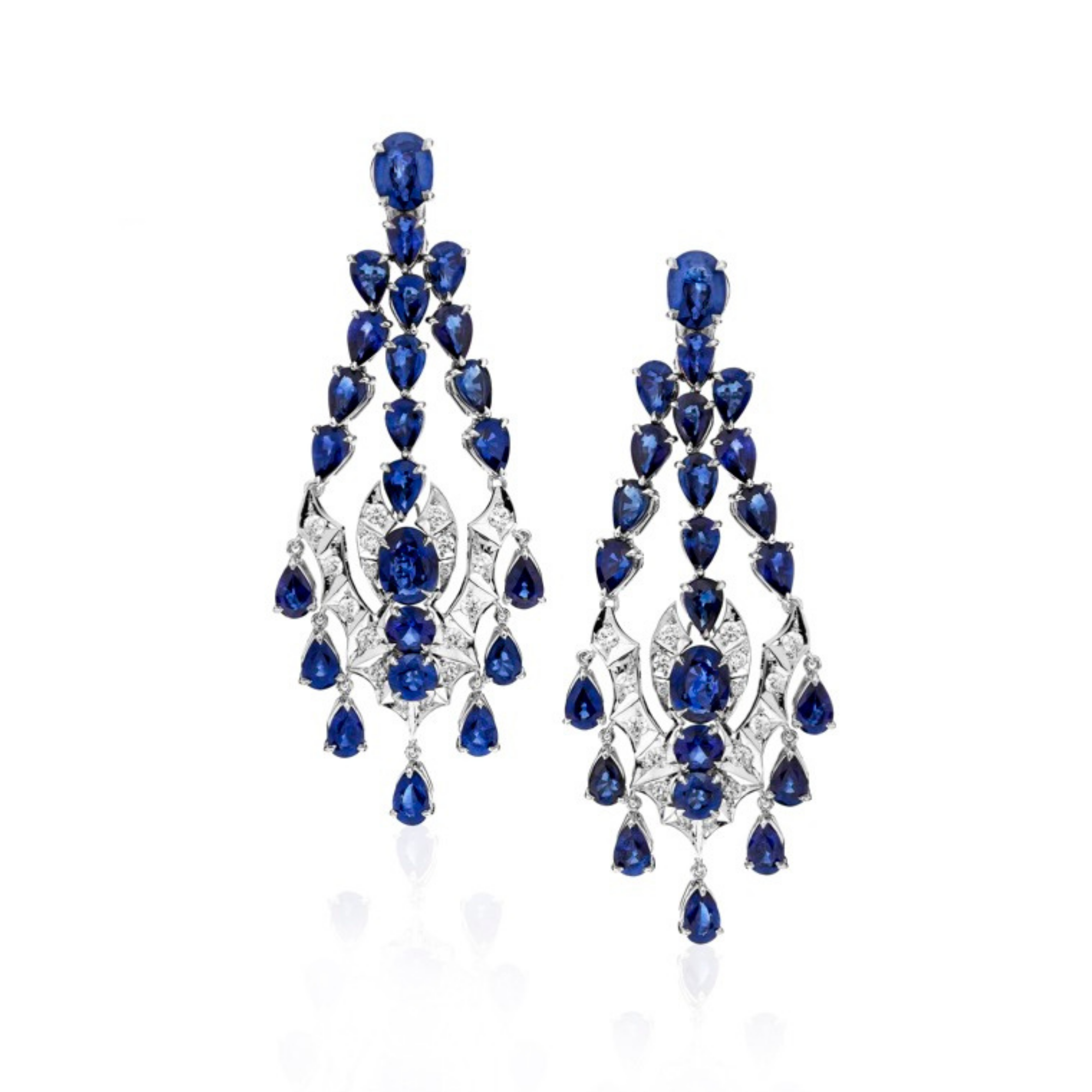 Chandelier Earrings with Sapphires and Diamonds Main image