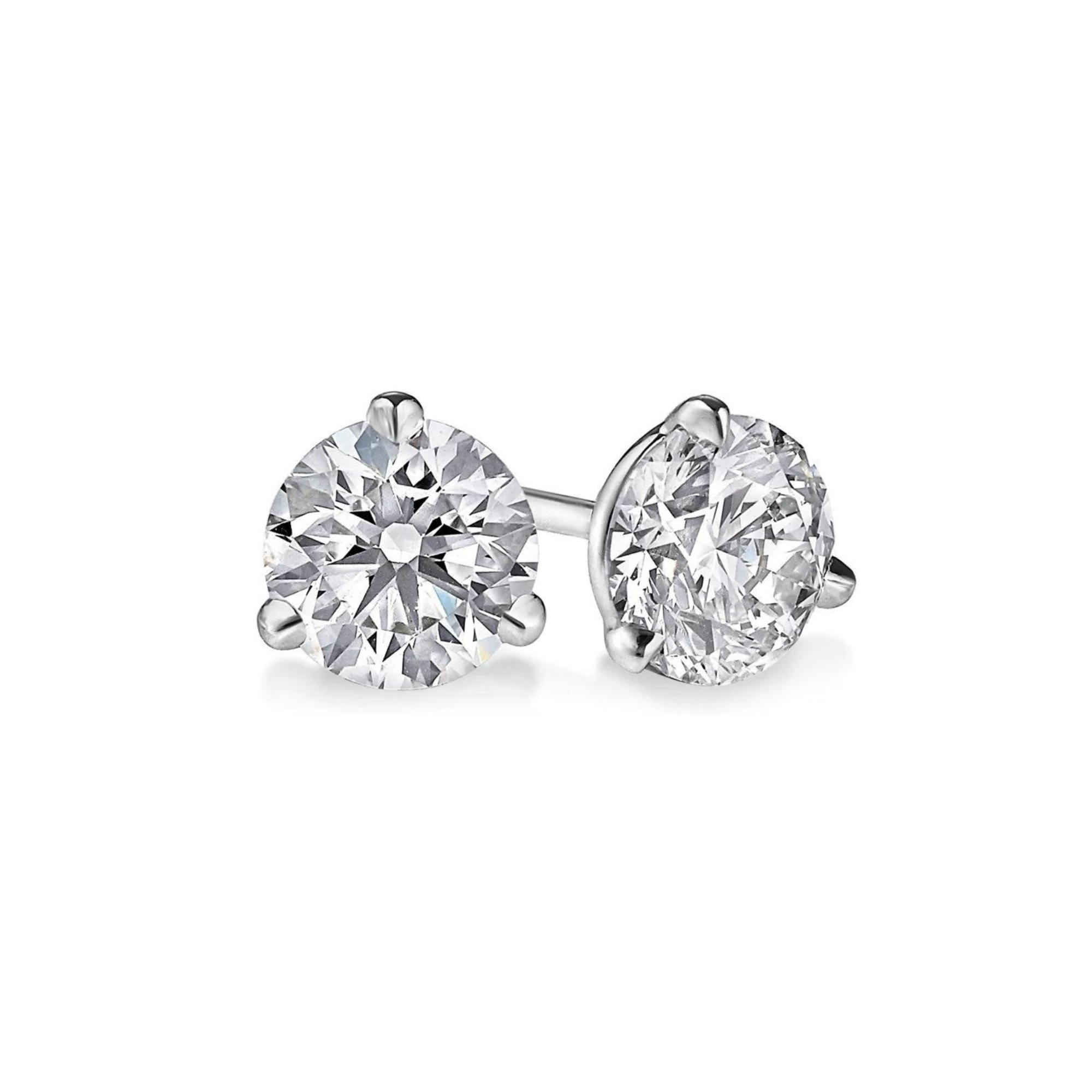 Classic Three Prong Round Diamond Studs Main image