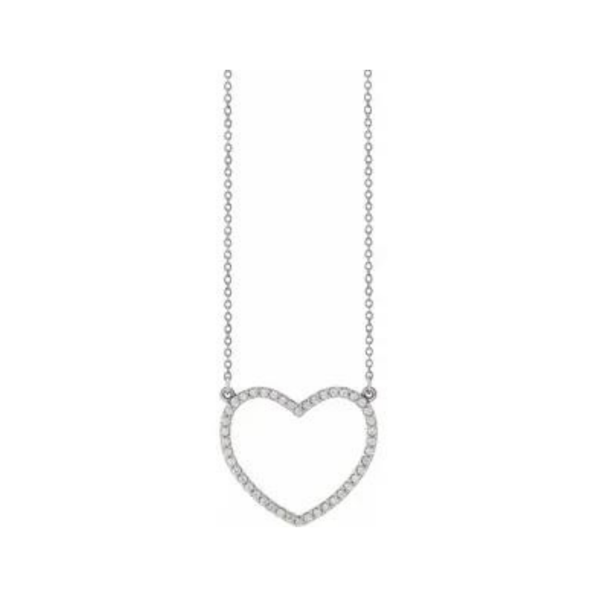 Large Pave Diamond Heart Necklace