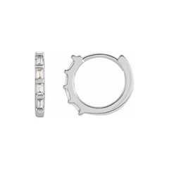 14k Gold Straight Baguette Diamond Huggies