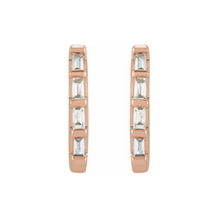 14k Gold Straight Baguette Diamond Huggies