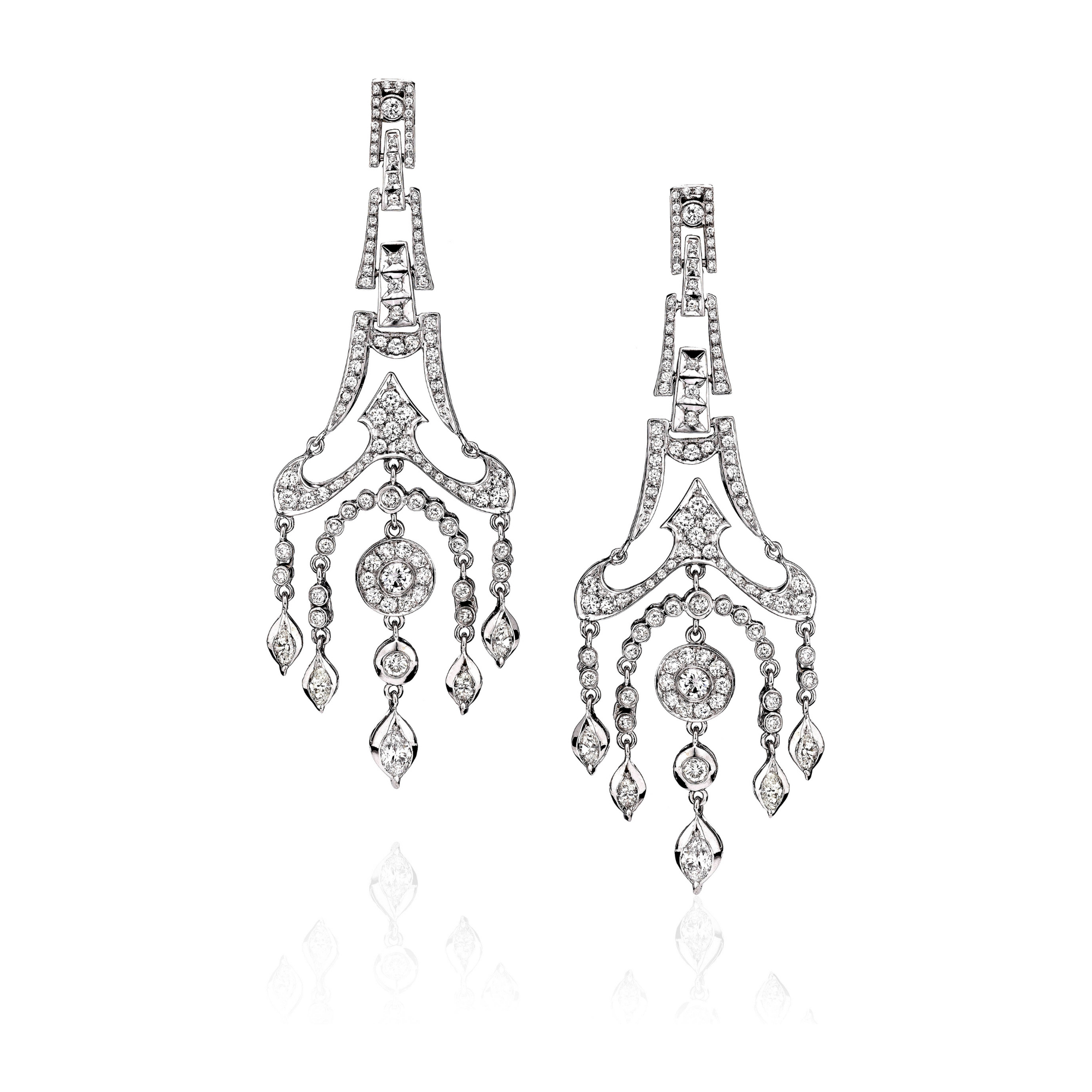White Gold Chandelier Earrings with Diamonds Main image
