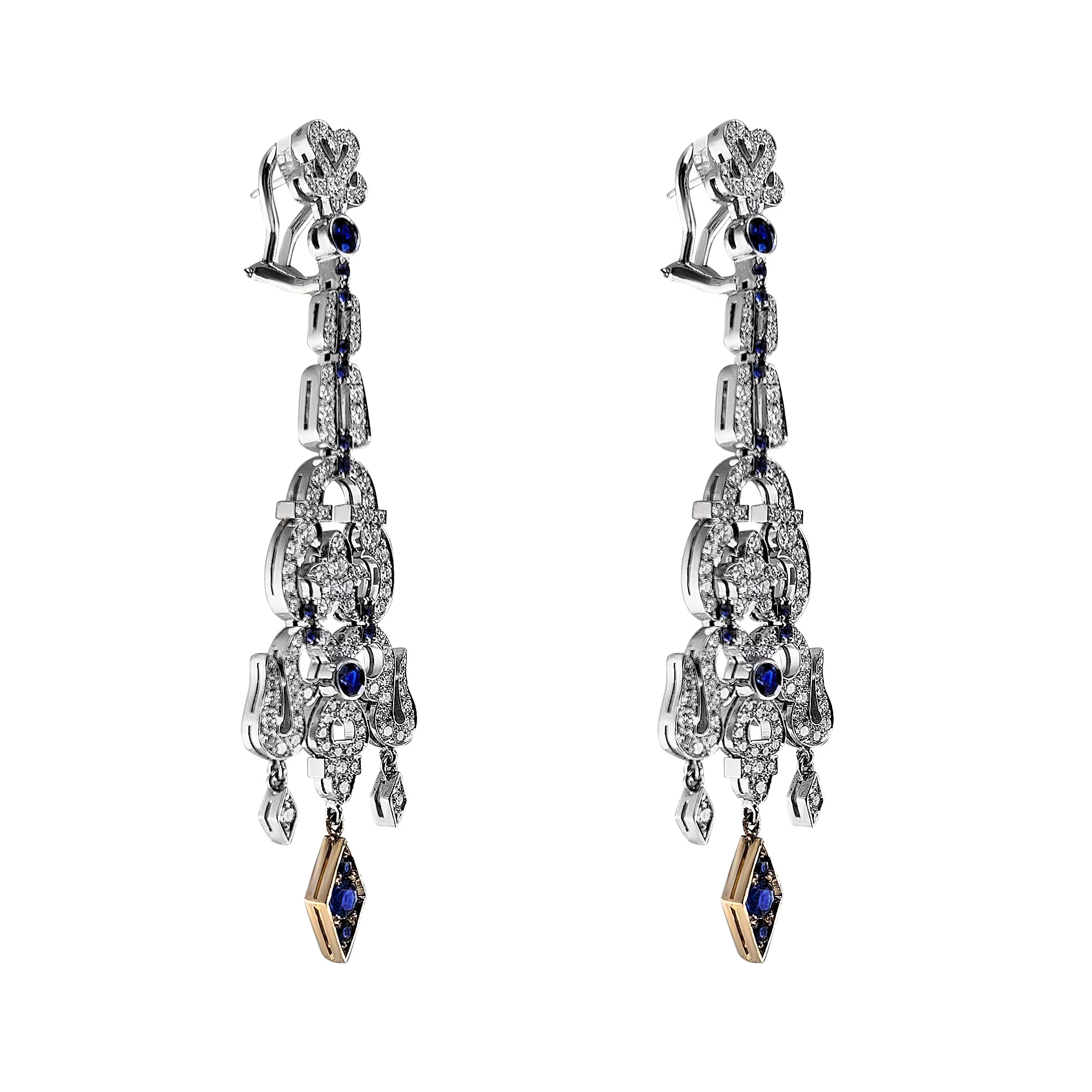 Odeon Diamond & Sapphire Chandelier Earrings Secondary image