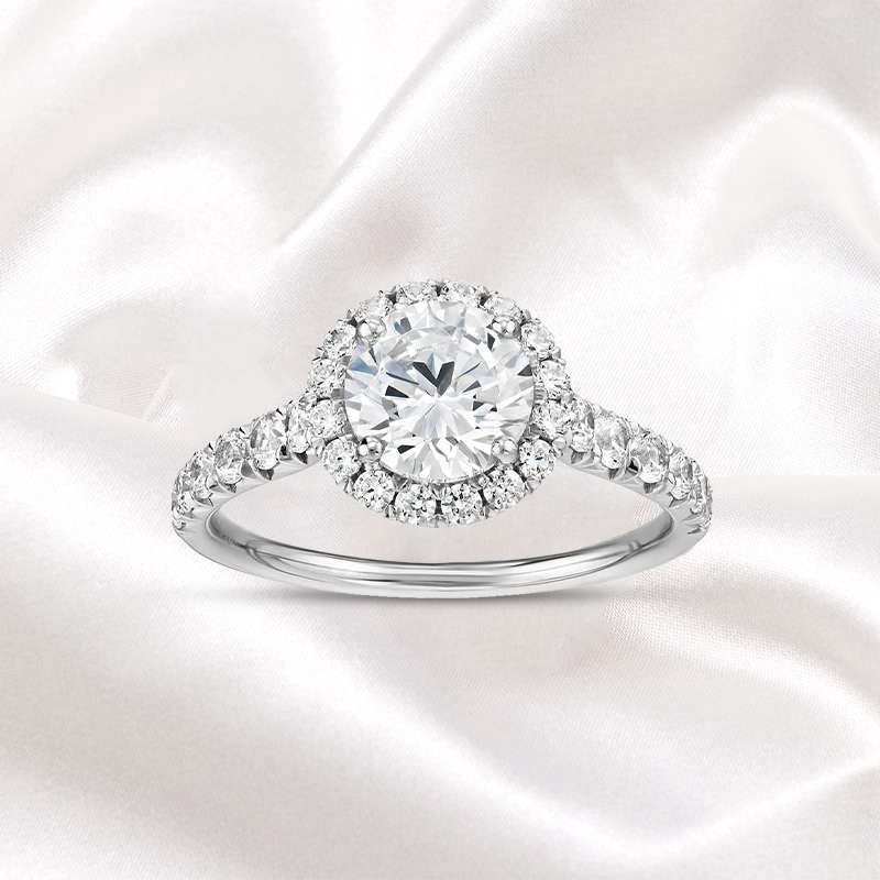 Pave Diamond Halo Engagement Ring Secondary image
